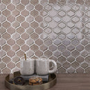 Classic Light Brown 9.69 in. x 11.97 in. Arabesque Glossy Glass Mosaic Tile