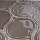 Classic Light Brown 9.69 in. x 11.97 in. Arabesque Glossy Glass Mosaic Tile