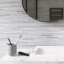 Ecoglassify White 11.82 in. x 11.82 in. Brick Joint Matte Glass Mosaic Tile