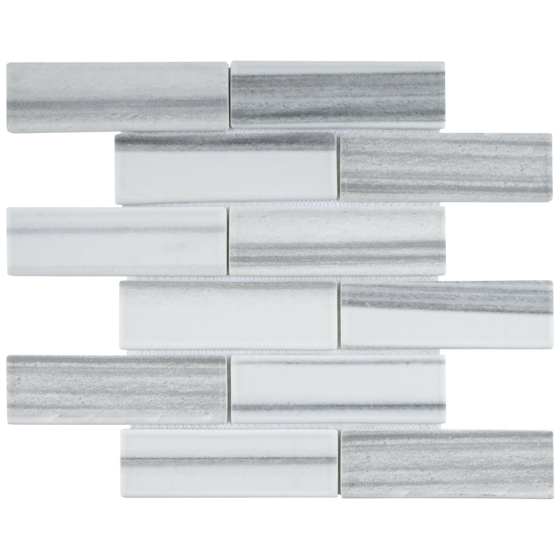Ecoglassify White 11.82 in. x 11.82 in. Brick Joint Matte Glass Mosaic Tile