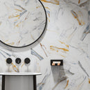 Calacatta 7.9"x9.5" Matte Porcelain Floor and Wall Tile - Gold Blue