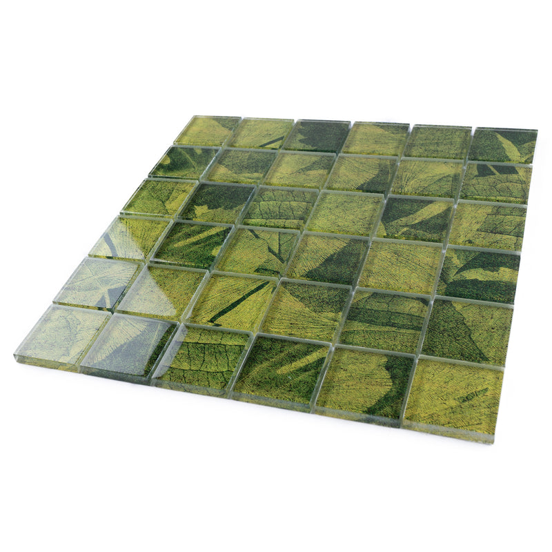 SL-02   Season Series - Spring - Green Wallpaper Glass Mosaic Tile