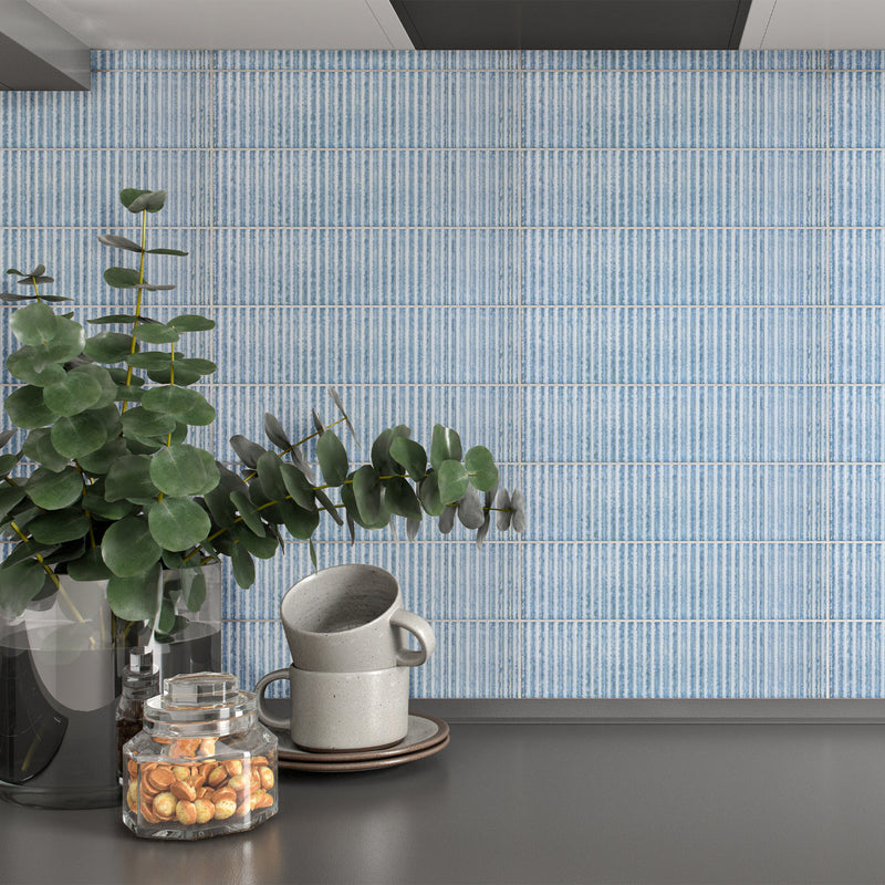 SOLDEU 2.95"x11.81" Polished Ceramic Wall Tile - Aqua Blue