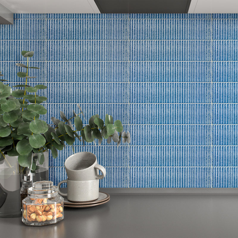 SOLDEU 2.95"x11.81" Polished Ceramic Wall Tile - Blue