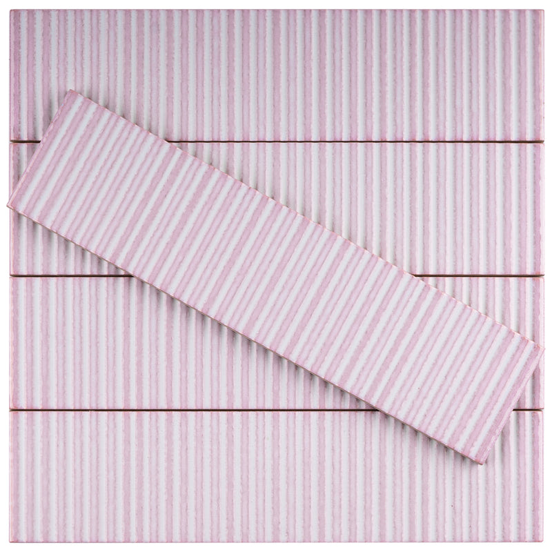 SOLDEU 2.95"x11.81" Polished Ceramic Wall Tile - Pink