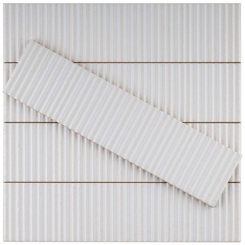 SOLDEU 2.95"x11.81" Polished Ceramic Wall Tile - White