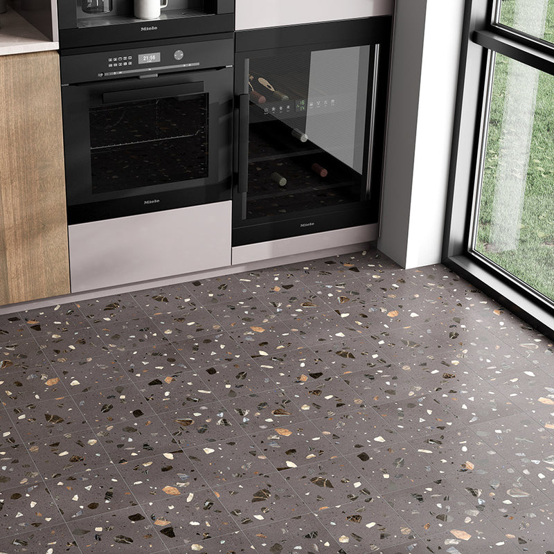 Terrazo 8.03"x8.03" Matte Porcelain Floor and Wall Tile - Cacao Gray