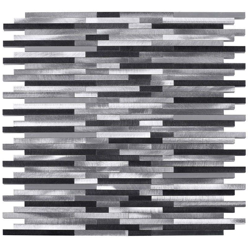 AFD-01 Silver Gray 11.82 in. x 12.21 in. Interlocking Matte Aluminum Mosaic Tile