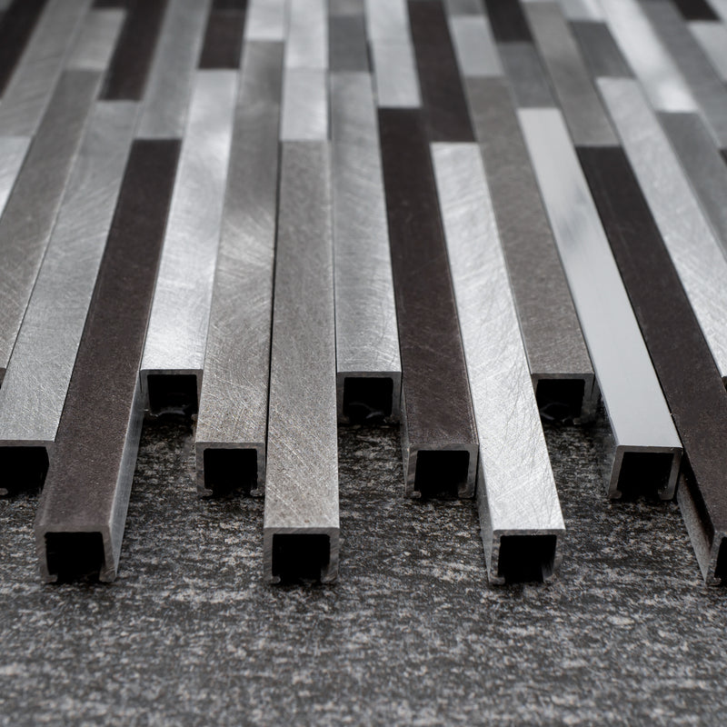 AFD-01 Silver Gray 11.82 in. x 12.21 in. Interlocking Matte Aluminum Mosaic Tile