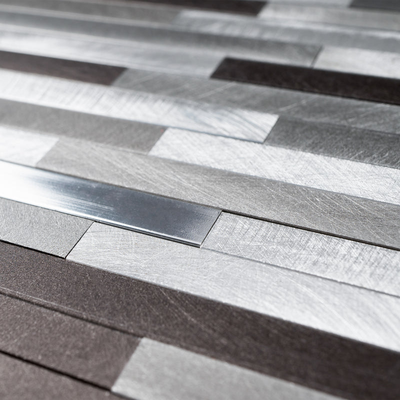 AFD-01 Silver Gray 11.82 in. x 12.21 in. Interlocking Matte Aluminum Mosaic Tile
