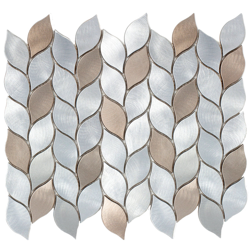 AFD-06  Aluminum Silver And Bronze Leaf Metal Mosaic Tile