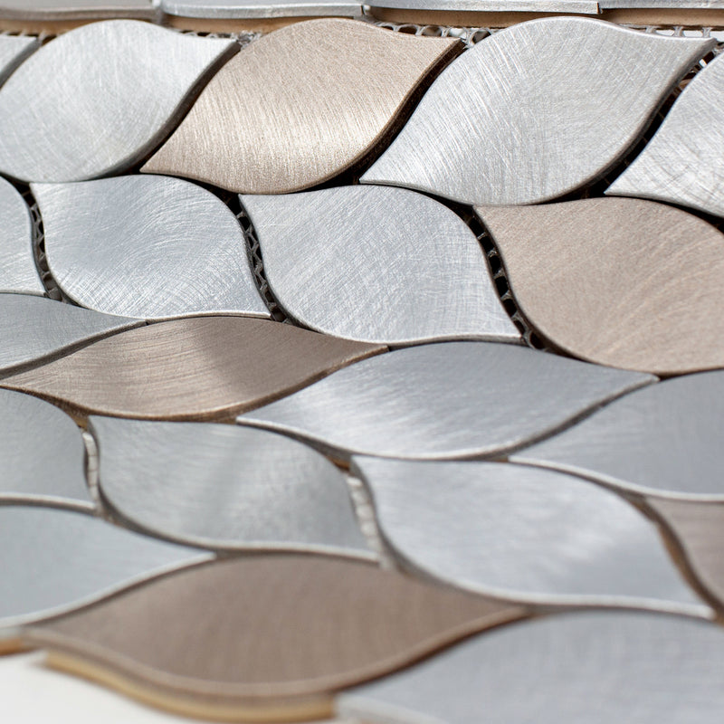 AFD-06  Aluminum Silver And Bronze Leaf Metal Mosaic Tile