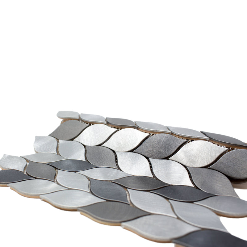 AFD-07  Aluminum Silver And Grey Leaf Metal Mosaic Tile