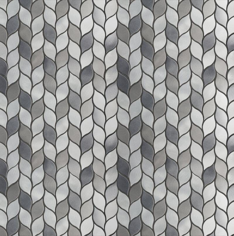 AFD-07  Aluminum Silver And Grey Leaf Metal Mosaic Tile