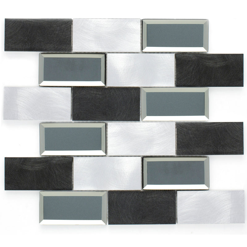 AFM-02   2X4 Subway Tile Brick Grey Metal Mosaic Tile Sheet