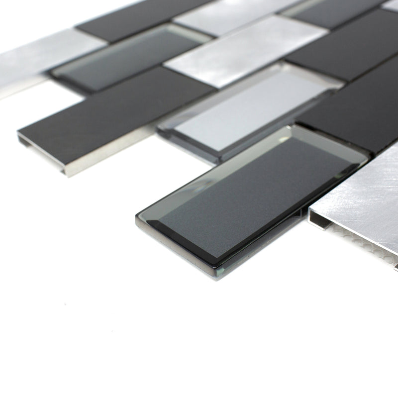 AFM-02   2X4 Subway Tile Brick Grey Metal Mosaic Tile Sheet