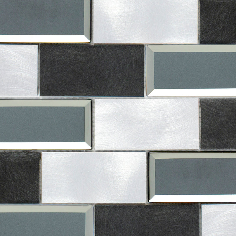 AFM-02   2X4 Subway Tile Brick Grey Metal Mosaic Tile Sheet