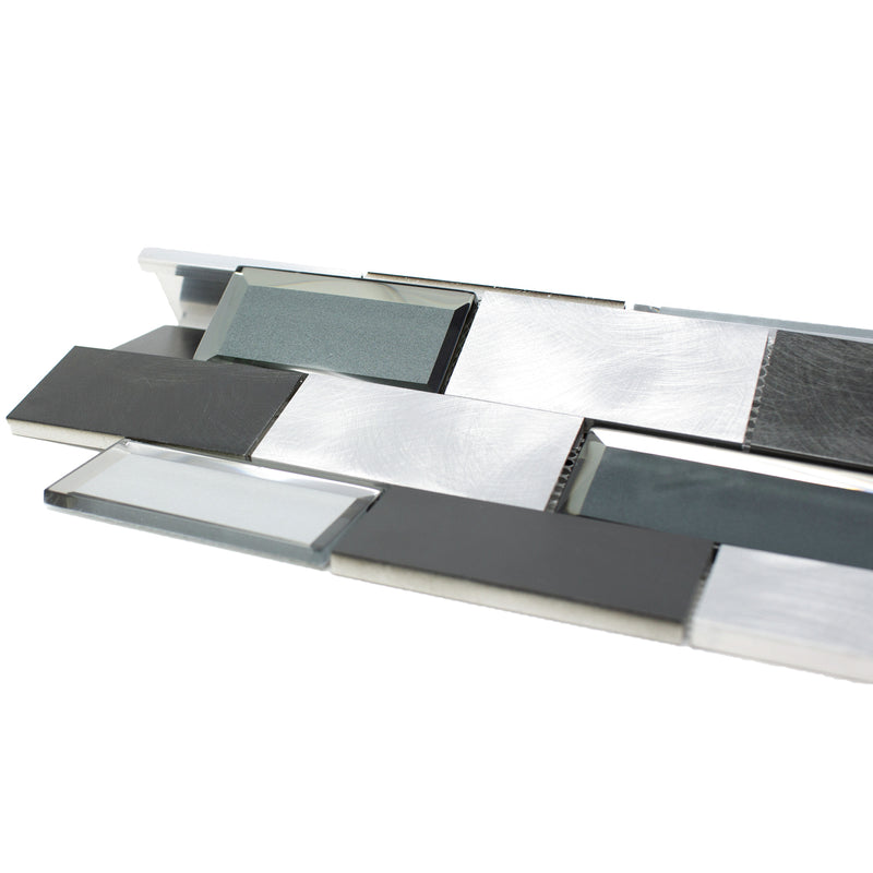 AFM-02   2X4 Subway Tile Brick Grey Metal Mosaic Tile Sheet