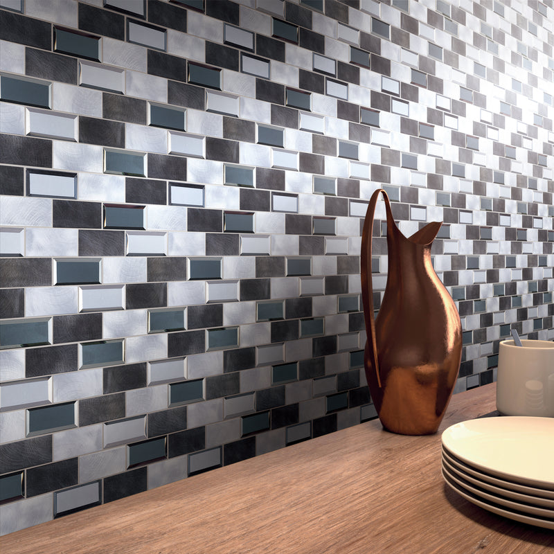 AFM-02   2X4 Subway Tile Brick Grey Metal Mosaic Tile Sheet