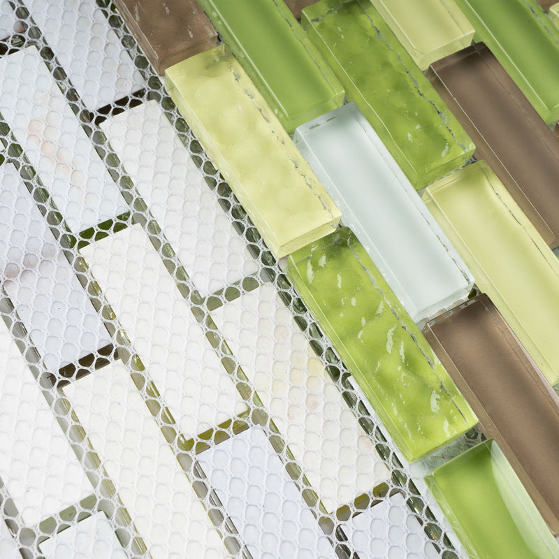 BCD-02  Green Brick Glass Mosaic Tile