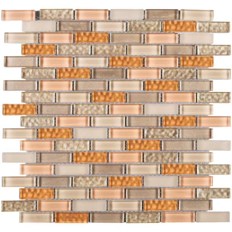 BCD-05  Beige And Orange Brick Glass Mosaic Tile