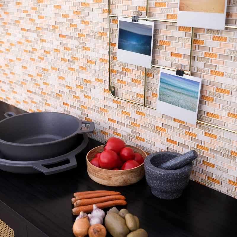 BCD-05  Beige And Orange Brick Glass Mosaic Tile