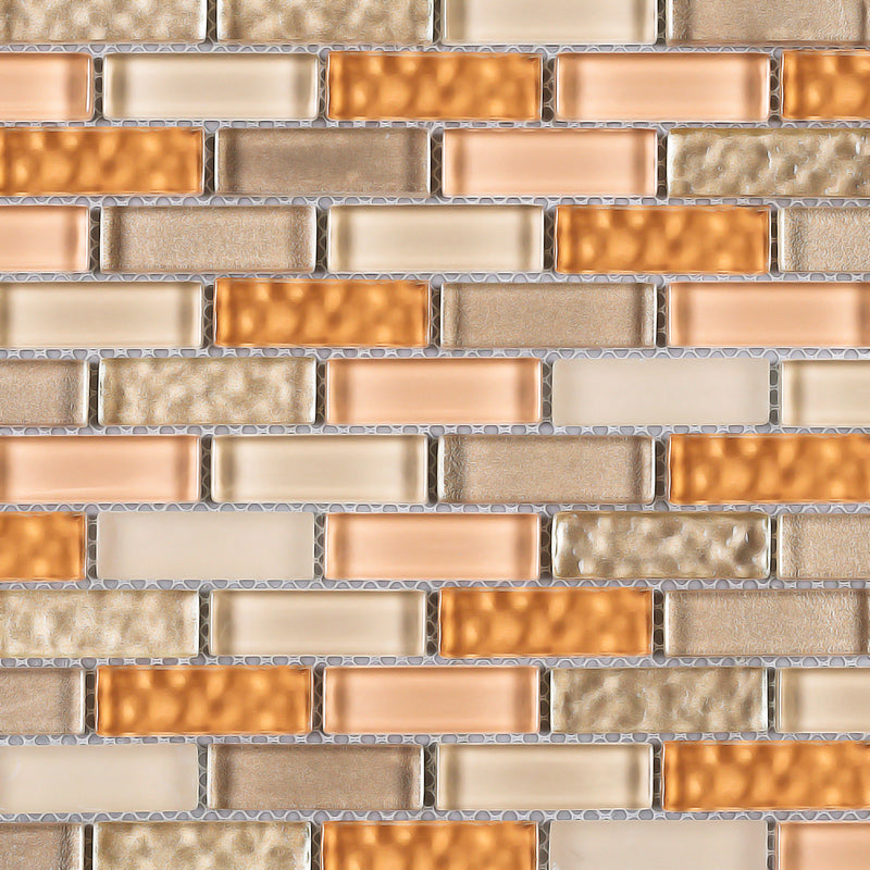 BCD-05  Beige And Orange Brick Glass Mosaic Tile