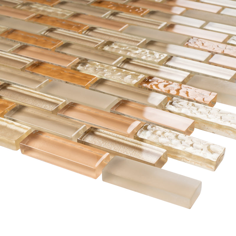 BCD-05  Beige And Orange Brick Glass Mosaic Tile