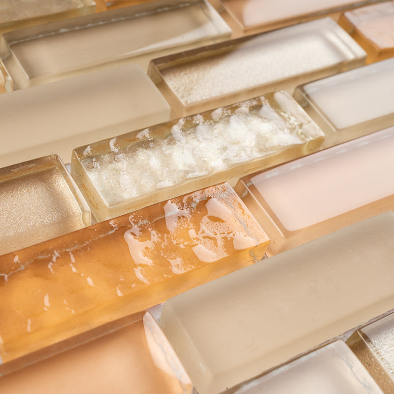 BCD-05  Beige And Orange Brick Glass Mosaic Tile