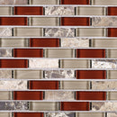 BCD-06  Cherry Mix Grey Brick Glass Mosaic Tile