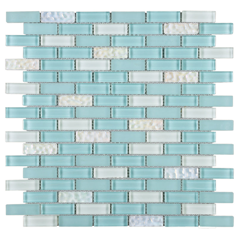 BCD-07  Baby Blue Brick Glass Mosaic Tile
