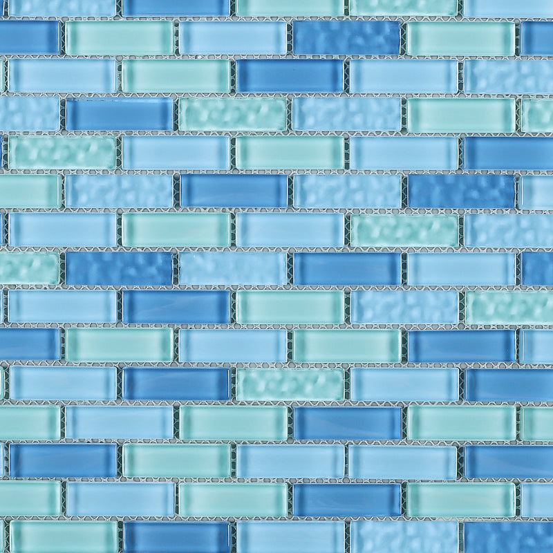 BCD-08  Maldives Blue Brick Glass Mosaic Tile