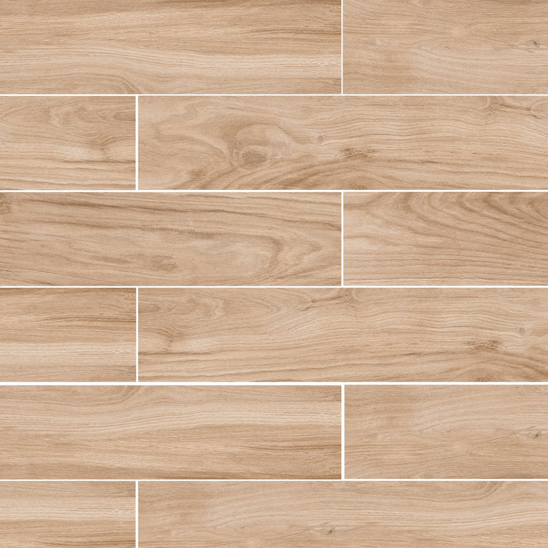 Light Brown over size 8x48 wood look porcelain tile made in Spain