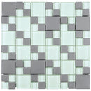 BSS-02  Stainless Steel & Soft White Glass Mosaic Tile