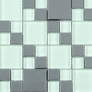 BSS-02  Stainless Steel & Soft White Glass Mosaic Tile