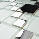 BSS-02  Stainless Steel & Soft White Glass Mosaic Tile