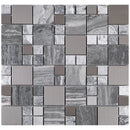 BSS-04  Stainless Steel & Bardiglio Grey Marble Mosaic Tile