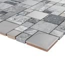 BSS-04  Stainless Steel & Bardiglio Grey Marble Mosaic Tile