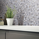 BSS-04  Stainless Steel & Bardiglio Grey Marble Mosaic Tile