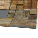 BSS-05  Brown Wood Look Glass And Stone Mosaic Tile