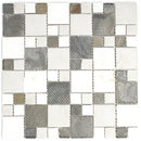 BSS-05  Brown Wood Look Glass And Stone Mosaic Tile