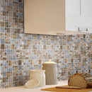 BSS-05  Brown Wood Look Glass And Stone Mosaic Tile