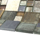 BSS-06  Grey Brown Wood Look Glass And Stone Mosaic Tile