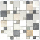 BSS-06  Grey Brown Wood Look Glass And Stone Mosaic Tile