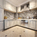 BSS-06  Grey Brown Wood Look Glass And Stone Mosaic Tile