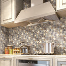 BSS-06  Grey Brown Wood Look Glass And Stone Mosaic Tile