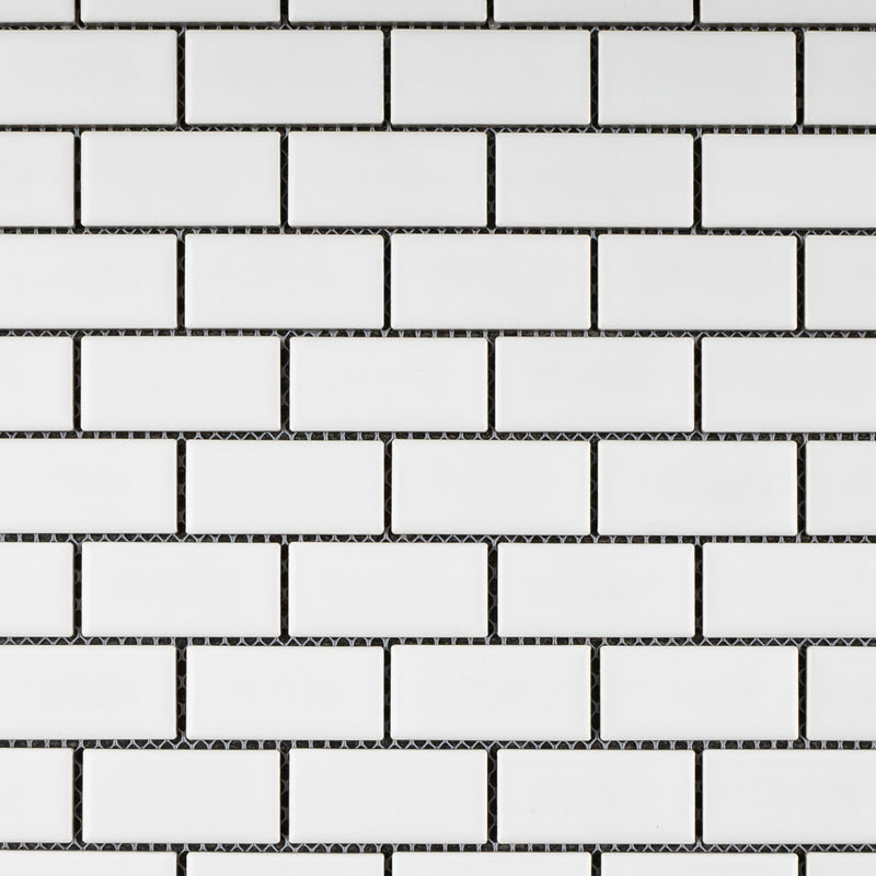 BT-PM15  1 X 2 White Porcelain Satin Mosaic Tile