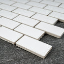 BT-PM15  1 X 2 White Porcelain Satin Mosaic Tile