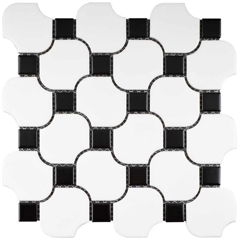 BT-PM18  Halibon With Black Dot Porcelain Satin Mosaic Tile