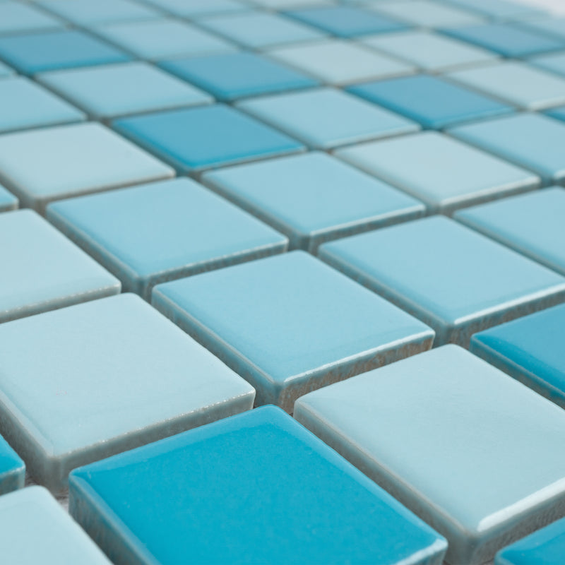 BT-PM19  1 X 1 Creamy Blue Porcelain Satin Mosaic Tile